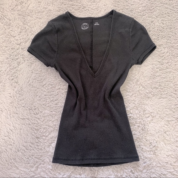 Urban Outfitters | Black V Neck Shirt - Picture 2 of 4